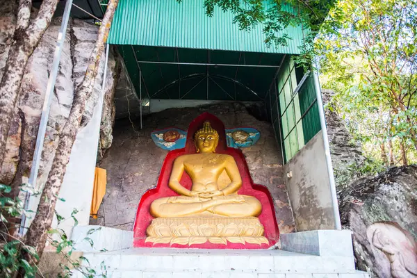 Tallar Arte Buda Roca Templo Huai Pha Kiang Tailandia —  Fotos de Stock