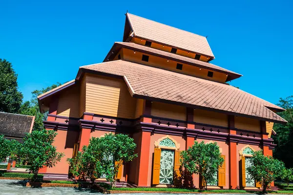 Hermoso Edificio Estilo Lanna Wiang Long Ciudad Cultural Tailandia — Foto de Stock