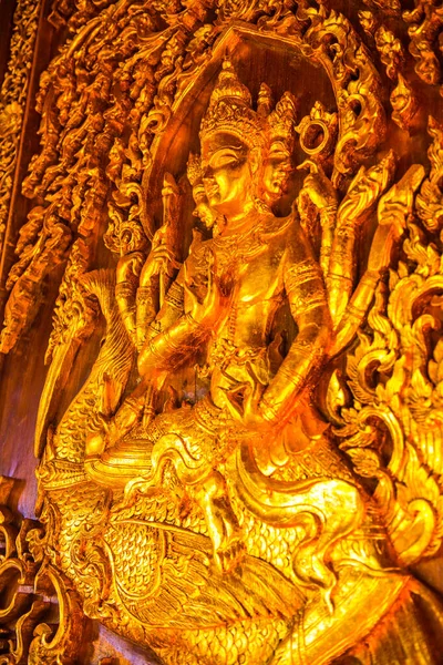 Резьба Дереву Стене Таиланд — стоковое фото