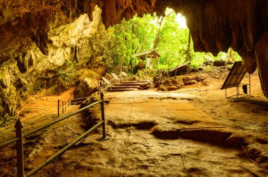 Entrance of Thamluang cave in Thamluang Khunnam Nangnon National Park, Thailand.