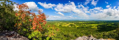 Panorama View of Pha Hua Reua Cliff with Mountain View in Phayao Province, Thailand.