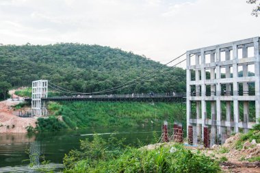 Suspension bridge at Mae Kuang Udom Thara dam, Thailand.