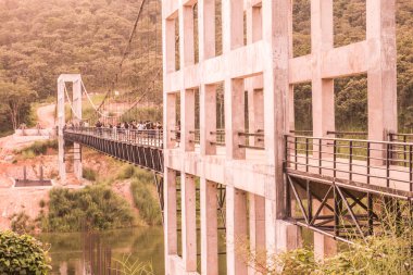 Suspension bridge at Mae Kuang Udom Thara dam, Thailand.