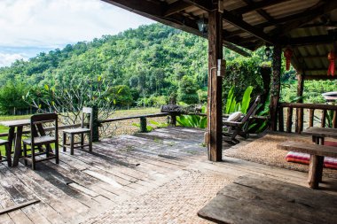 Tayland 'ın Chiangmai şehrinde Tayland tarzı teras..