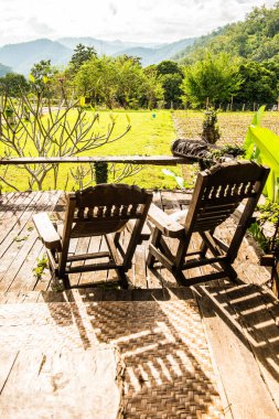 Tayland 'ın Chiangmai şehrinde Tayland tarzı teras..