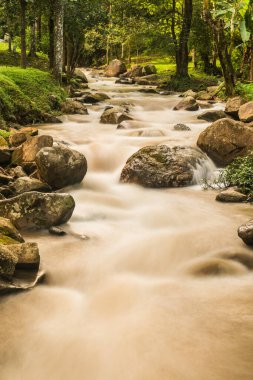 Su, Tayland 'ın Chiang Rai ilindeki Khunkorn şelalesinde akıyor..