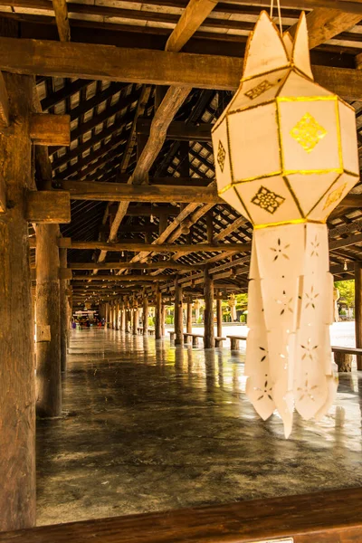 stock image Beautiful Wooden Building in Cherntawan International Meditation Center, Thailand.