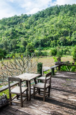 Tayland 'ın Chiangmai şehrinde Tayland tarzı teras..