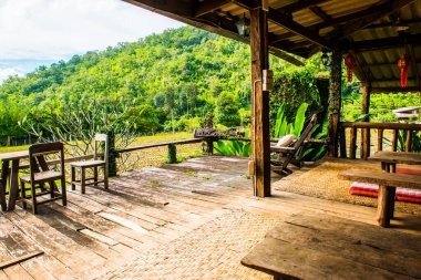 Tayland 'ın Chiangmai şehrinde Tayland tarzı teras..