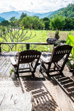 Tayland 'ın Chiangmai şehrinde Tayland tarzı teras..