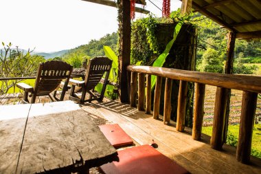Tayland 'ın Chiangmai şehrinde Tayland tarzı teras..