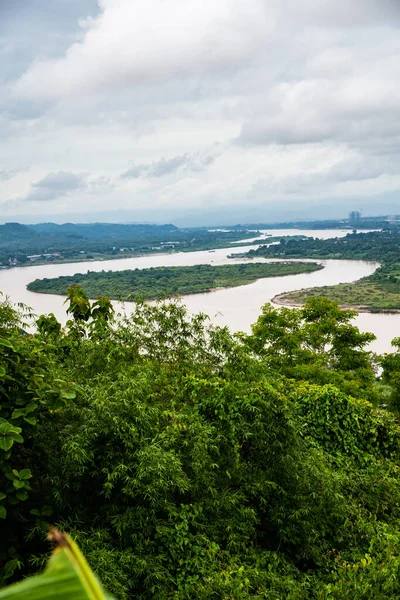 Vista Superior Rio Mekong Cidade Chiang Saen Tailândia — Fotografia de Stock
