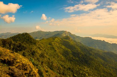 Tayland 'ın Chiangrai eyaletindeki Phu Chi Fa Manzarası' nda Dağ Manzarası.