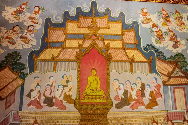 Buda Dibujo Pared Tailandia — Foto de Stock