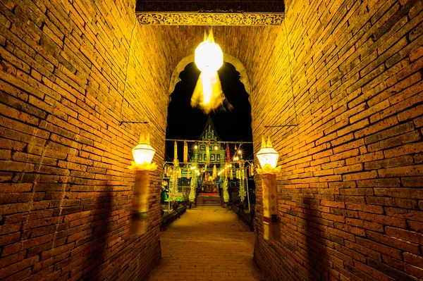 Night Scene Lok Molee Temple Chiang Mai Province —  Fotos de Stock