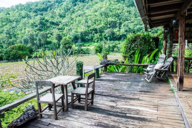 Tayland 'ın Chiangmai şehrinde Tayland tarzı teras..