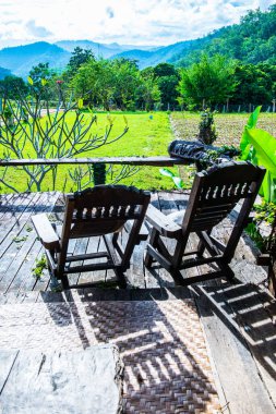 Tayland 'ın Chiangmai şehrinde Tayland tarzı teras..