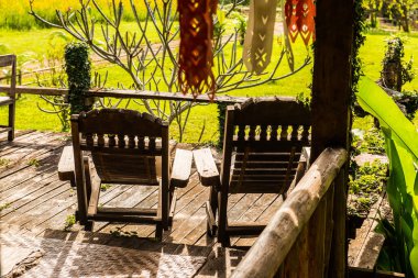 Tayland 'ın Chiangmai şehrinde Tayland tarzı teras..