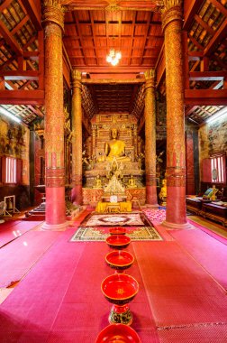 CHIANG MAI, THAILAND - March 21, 2021 : Ancient Buddha Statue of Wat Hang Dong in Chiang Mai City, Thailand.