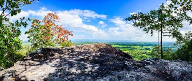 Panorama View of Pha Hua Reua Cliff with Mountain View in Phayao Province, Thailand.
