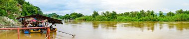 CHIANG RAI, THAILAND - July 18, 2020 : Panorama View of Mekong River in Chiang Saen District, Chiang Rai Province.