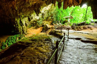 Entrance of Thamluang cave in Thamluang Khunnam Nangnon National Park, Thailand.