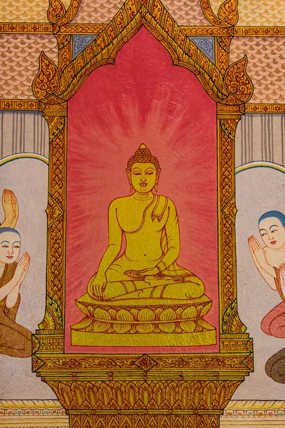 Buda Dibujo Pared Tailandia —  Fotos de Stock
