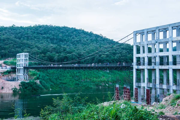 stock image Suspension bridge at Mae Kuang Udom Thara dam, Thailand.