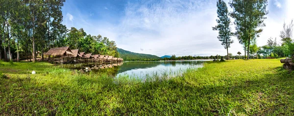 Panorama Huay Tueng Thao Reservoir Morning Chiang Mai Province — Stok fotoğraf