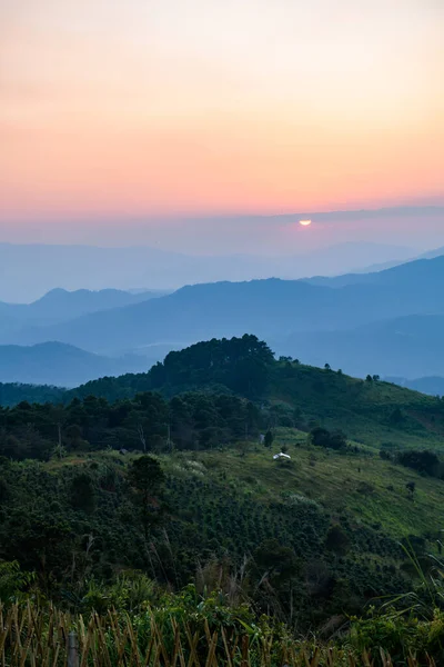 Mountain View Doi Chang Mup Viewpoint Sunset Chiang Rai Province — Fotografia de Stock