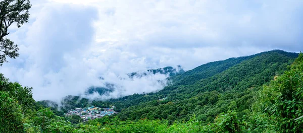 Panorama View Mong Hill Tribe Village Mountain View Doi Suthep — Zdjęcie stockowe