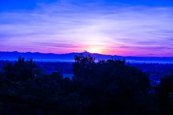 Montanha Vista Hora Manhã Tailândia — Fotografia de Stock