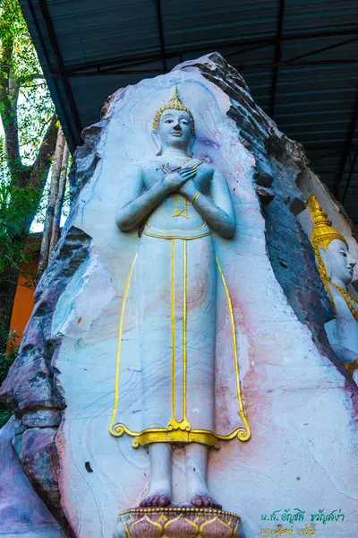 Buddha Kunst Auf Felsen Huai Pha Kiang Tempel Thailand — Stockfoto