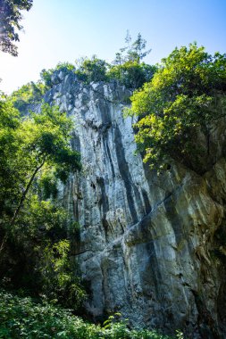 Cliff in tourist attraction of Phratupha rock painting, Lampang province.