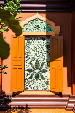 Wiang Ka Long kültür şehri Tayland 'da güzel bir Lanna tarzı pencere..