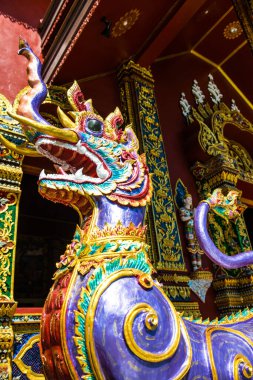 Himmapan hayvan heykeli Prayodkhunpol Wiang Kalong Tapınağı, Tayland.