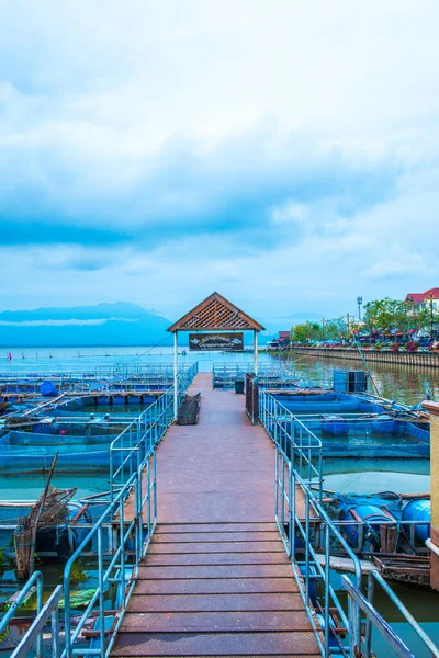 Рыбная Клетка Озере Кван Пхаяо Таиланд — стоковое фото