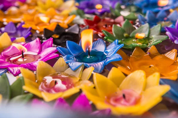 stock image Flower candles on the water, Thailand.