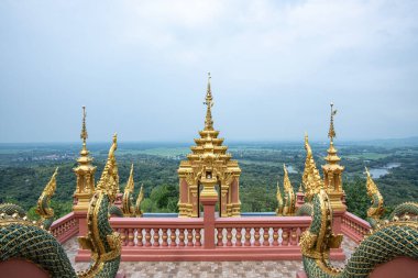 Pra That Doi Pra Chan temple with mountain view, Lampang province.