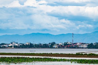 Phayao city beside Kwan Phayao lake, Thailand.