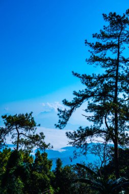Huai Nam Dang Milli Parkı 'ndaki Doi Kiew Lom manzaralı dağ manzarası.