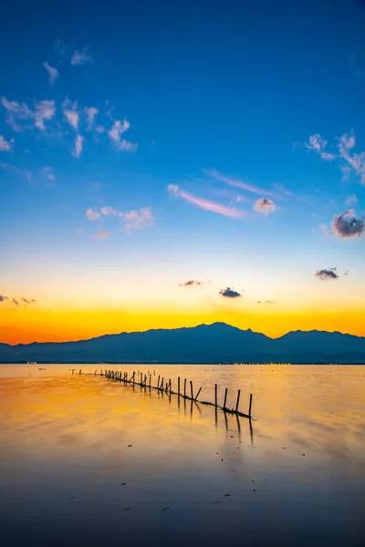 Kwan Phayao Lake Sunset Time Thailand — Stock Photo, Image