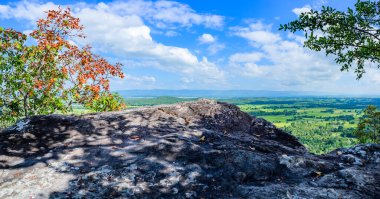 Panorama View of Pha Hua Reua Cliff with Mountain View in Phayao Province, Thailand.