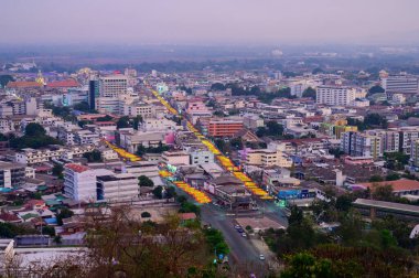 NAKHONSAWAN, THAILAND - January 24, 2020 : Aerial view of Nakhon Sawan cityscape, Thailand.