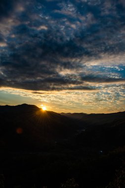Mountain view  with mist at Wat Phrathat Doi Leng view point, Thailand.