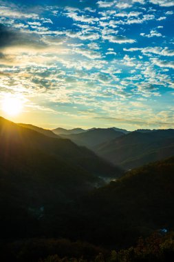 Mountain view  with mist at Wat Phrathat Doi Leng view point, Thailand.