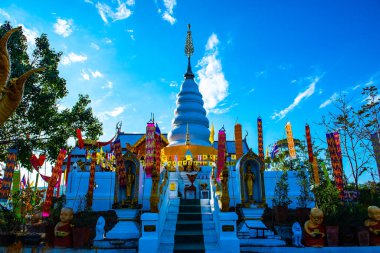 White pagoda in Phrathat Doi Leng temple, Thailand. clipart