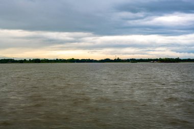 Kwan Phayao lake with rain clouds, Thailand.