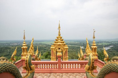 Pra That Doi Pra Chan temple with mountain view, Lampang province.