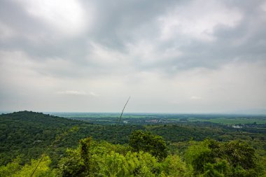 Aerial view at Wat Pra That Doi Pra Chan viewpoint, Lampang province.